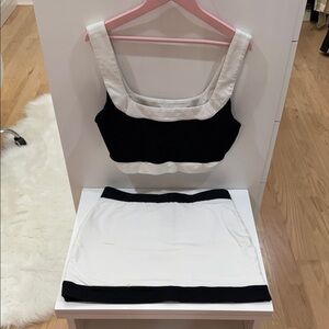 Black and white crop top and skirt Set